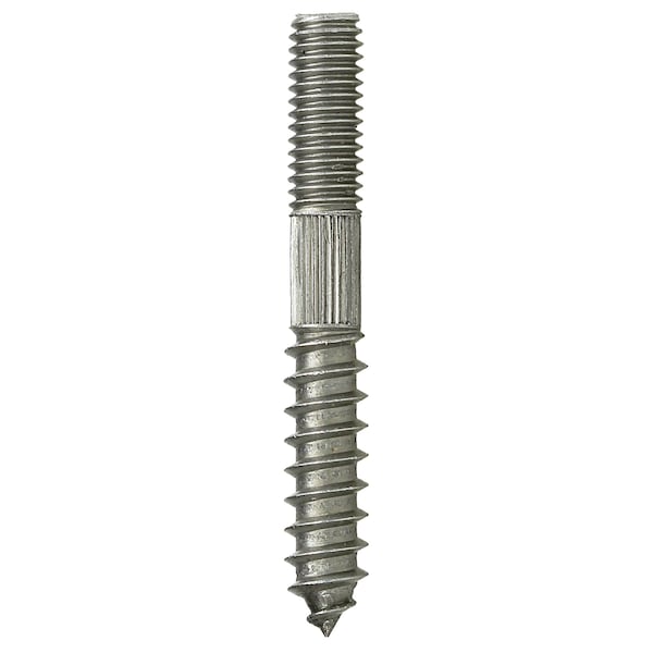 Hanger Bolt, 3/8 in Thread to 3 in, Carbon Steel, Zinc Plated Finish, 100 PK